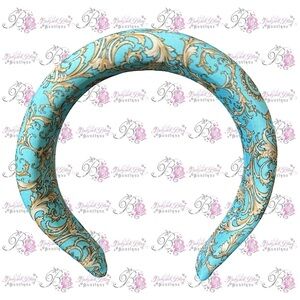 Versace headband blue Dylan turquoise parfum baroque gold Medusa head hair band